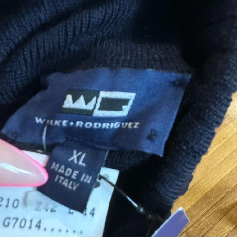 Wilke Rodriguez Vintage Navy Blue Ribbed Merino Wool Turtleneck Sweater